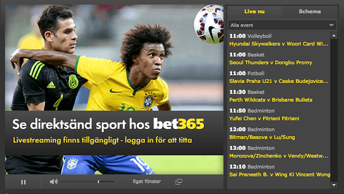 live stream och liveodds bet365