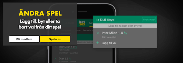 Ändra spel hos bet365