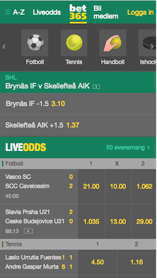 bet365 i mobilen