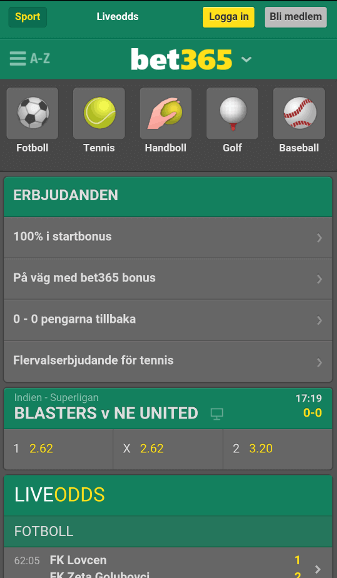 bet365 i mobilen