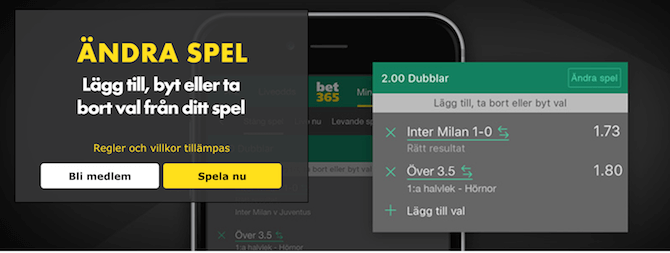 Ändra spel hos bet365