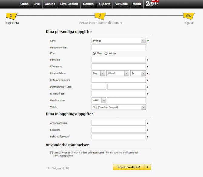 Kom igång hos Interwetten