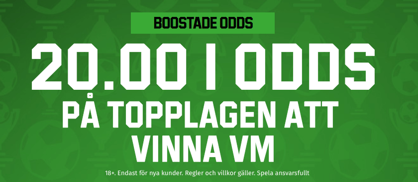 VM boostade odds hos Unibet