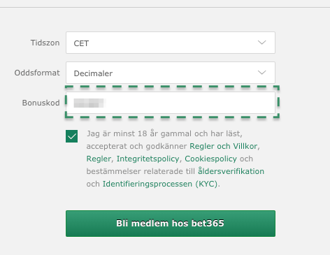 bet365 bonuskod